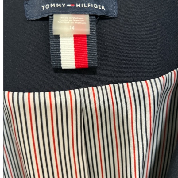 TOMMY HILFIGER Striped Roll Cuff Blazer Navy Blue Size 14 - Picture 6 of 10